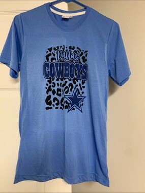 Dallas Cowboys Light Blue Short Sleeve Tee with Leopard Graphic